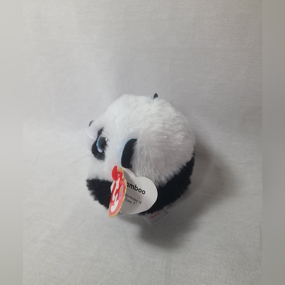 Ty Beanie Puffies Balls  "Bamboo the Panda"  NEW with tags  Birthday June 7th - Picture 4 of 5